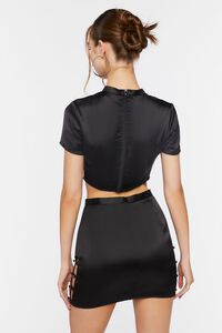 BLACK Satin Crop Top & Skirt Set, image 3