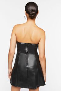 BLACK Faux Leather Strapless Mini Dress, image 3