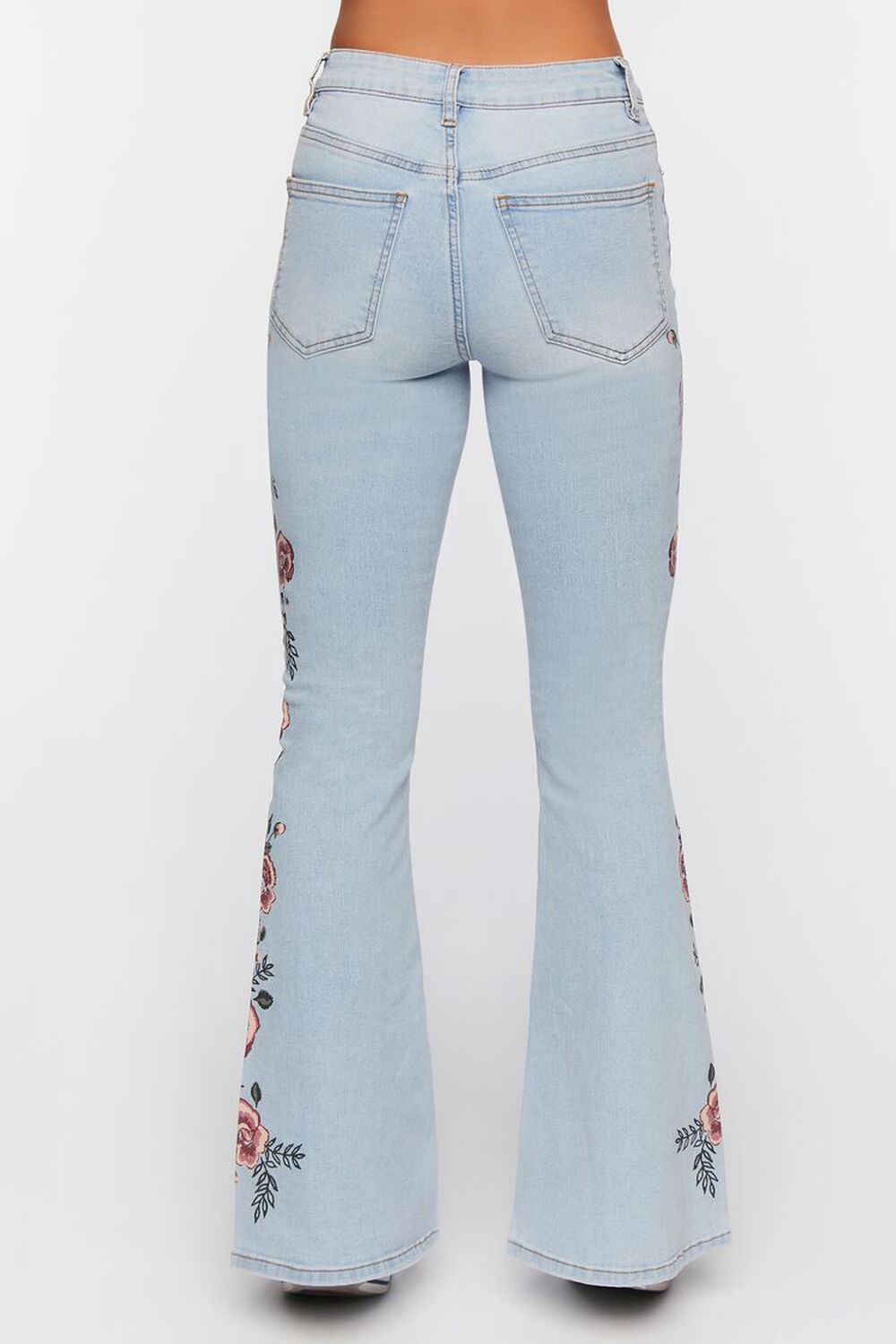 MEDIUM DENIM Floral Flare-Leg Jeans, image 3