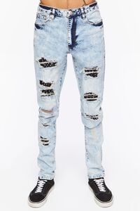 MEDIUM DENIM Bleached Wash Distressed Skinny Jeans, image 2