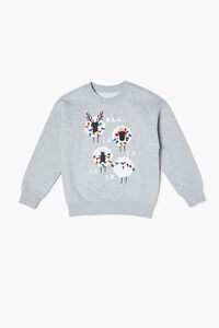 GREY/MULTI Girls Holiday Sheep Graphic Pullover (Kids), image 1
