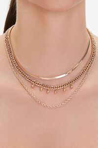 GOLD Beaded Chain Layered Necklace, image 1