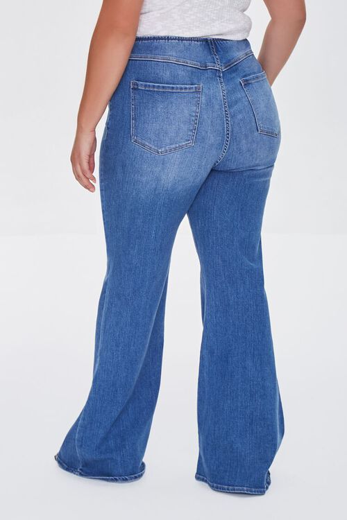 MEDIUM DENIM Plus Size Premium Pull-On Flare Jeans, image 4