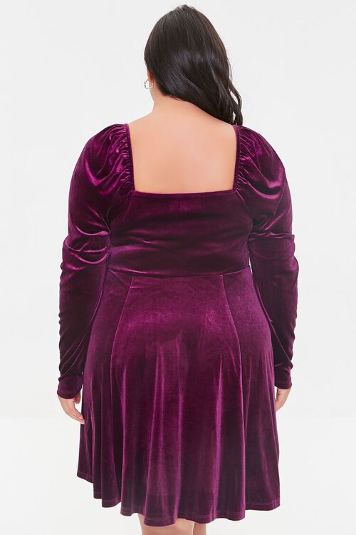 PURPLE Plus Size Sweetheart Velvet Mini Dress, image 3