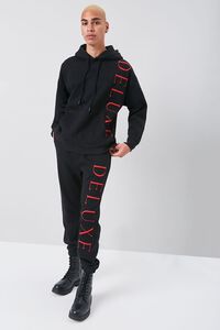 BLACK/RED Embroidered Deluxe Fleece Hoodie, image 4