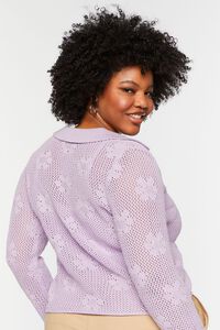 LAVENDER Plus Size Floral Crochet Cardigan Sweater, image 3