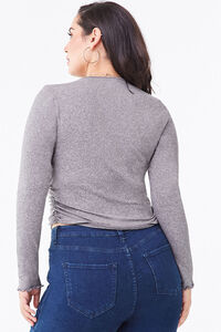 HEATHER GREY Plus Size Brushed Ruched Top, image 3