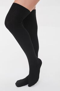 BLACK Ribbed Over-the-Knee Socks, image 1