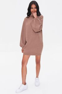 DARK BROWN Turtleneck Mini Sweater Dress, image 4