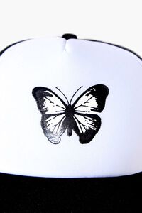 WHITE/BLACK Butterfly Graphic Trucker Hat, image 5