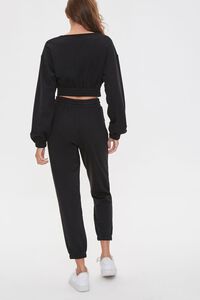 BLACK French Terry Pullover & Joggers Set, image 3