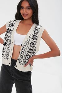 WHITE/BLACK Fair Isle Sweater Vest, image 5