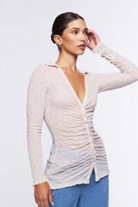 SILVER Textured Ruched Shirt, image 2