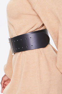 BLACK Wide Faux Leather Waist Belt, image 2