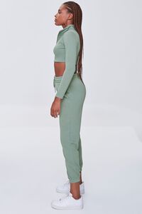 GREEN French Terry Crop Top & Joggers Set, image 2