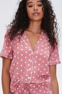 Polka Dot Shirt & Shorts Pajama Set, image 5