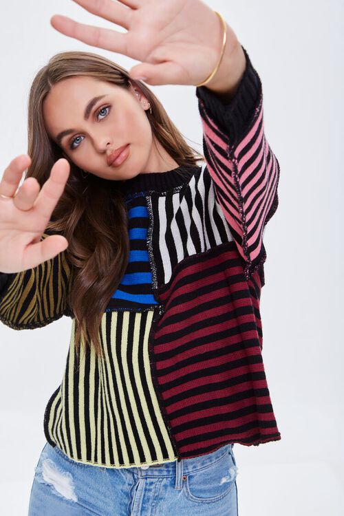 BLACK/MULTI Reworked Striped Sweater, image 1