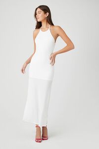 WHITE Halter M-Slit Maxi Dress, image 1