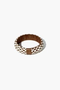 WHITE/BROWN Checkered Wooden Bangle Bracelet, image 2