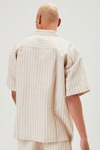 TAUPE/CREAM Pinstriped Linen-Blend Shirt, image 3