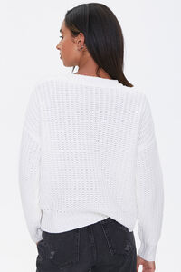 IVORY Lace-Up Cable Knit Sweater, image 3