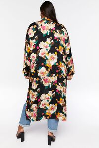 BLACK/MULTI Plus Size Floral Print Kimono, image 3