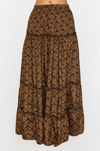 BROWN/MULTI Ornate Print Tiered Maxi Skirt, image 2