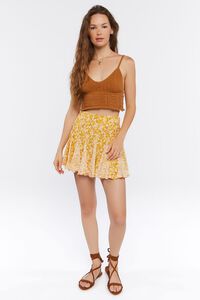 YELLOW GOLD/MULTI Floral Print Mini Skirt, image 4