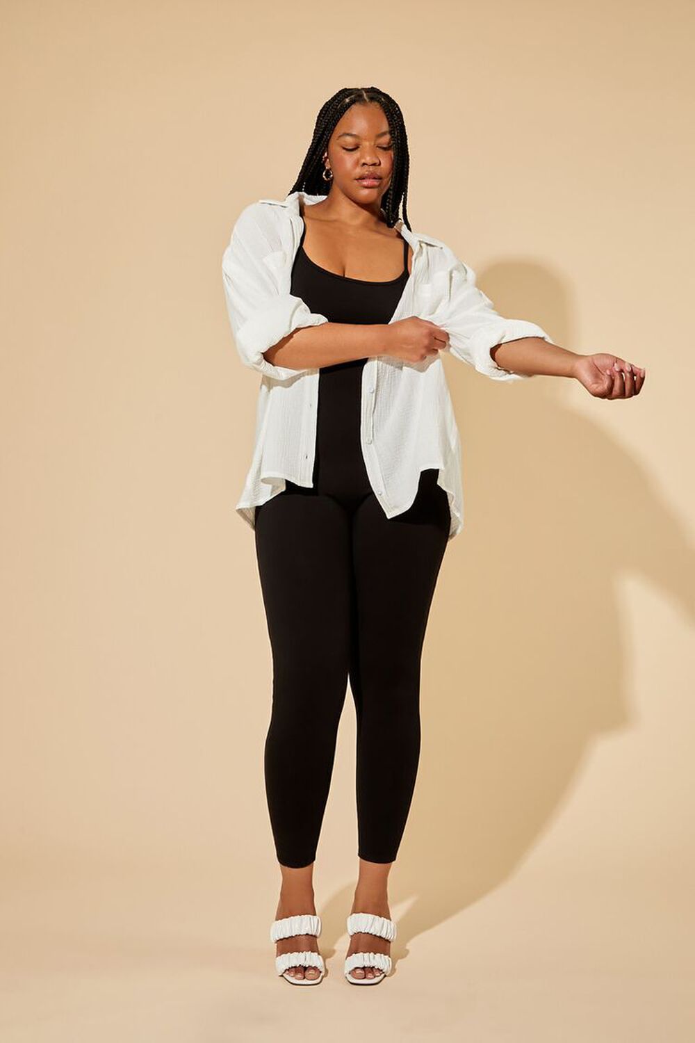 BLACK Plus Size Fitted Cami Jumpsuit, image 1