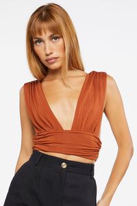 RUST Ruched Plunging Crop Top, image 5