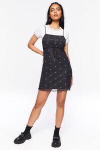 BLACK/WHITE Star Print Mesh Mini Dress, image 4