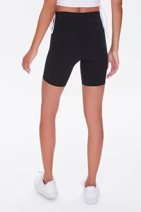 BLACK/WHITE Side-Striped Biker Shorts, image 4