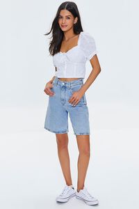 WHITE Embroidered Ruffle-Trim Crop Top, image 3