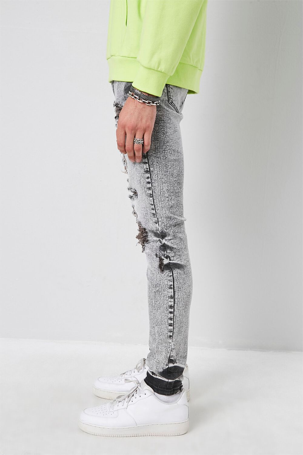 Distressed Bleach Washed Skinny Jeans, image 2