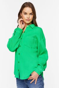GREEN Waffle Knit Drop-Sleeve Shirt, image 2