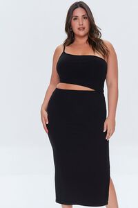 BLACK Plus Size One-Shoulder Midi Dress, image 4