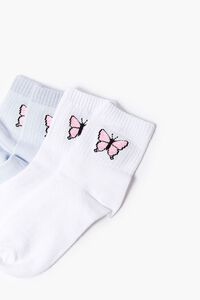 WHITE/MULTI Butterfly Crew Socks, image 3