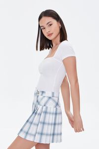 WHITE/BLUE Pleated Plaid Mini Skirt, image 2