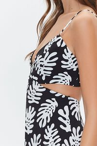 BLACK/MULTI Tropical Leaf Print Mini Dress, image 5