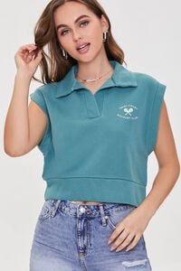 TEAL/WHITE Racquet Club Crop Top, image 1