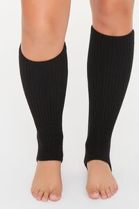 BLACK Ribbed Knit Leg Warmers, image 4