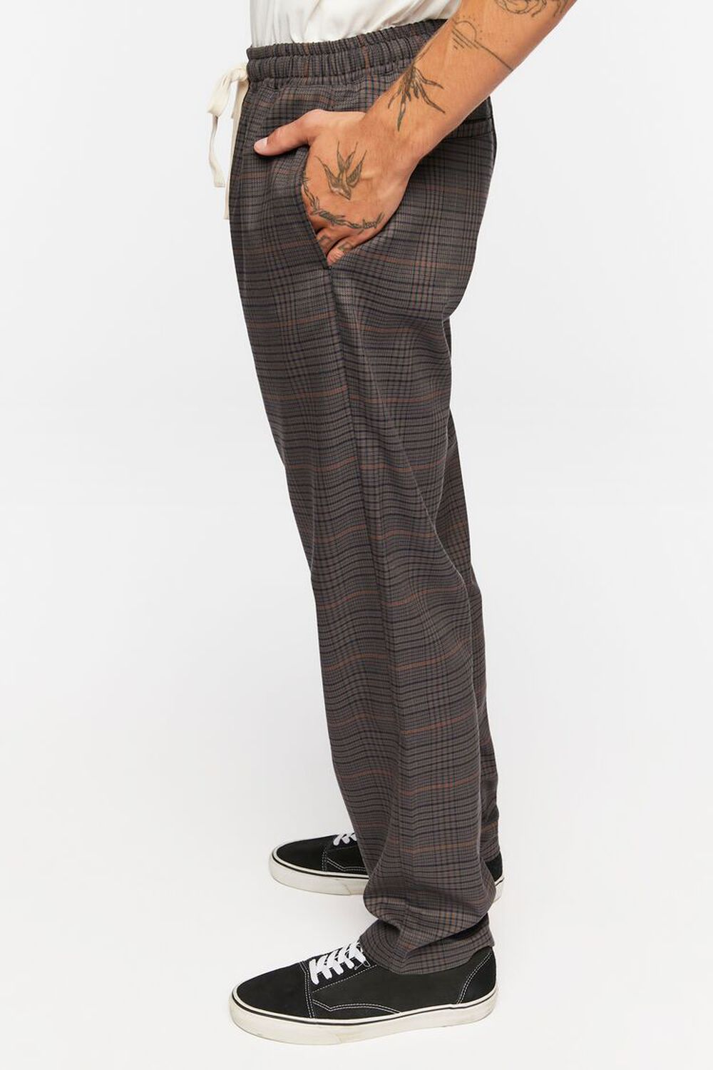 CHARCOAL/MULTI Plaid Drawstring Trousers, image 3