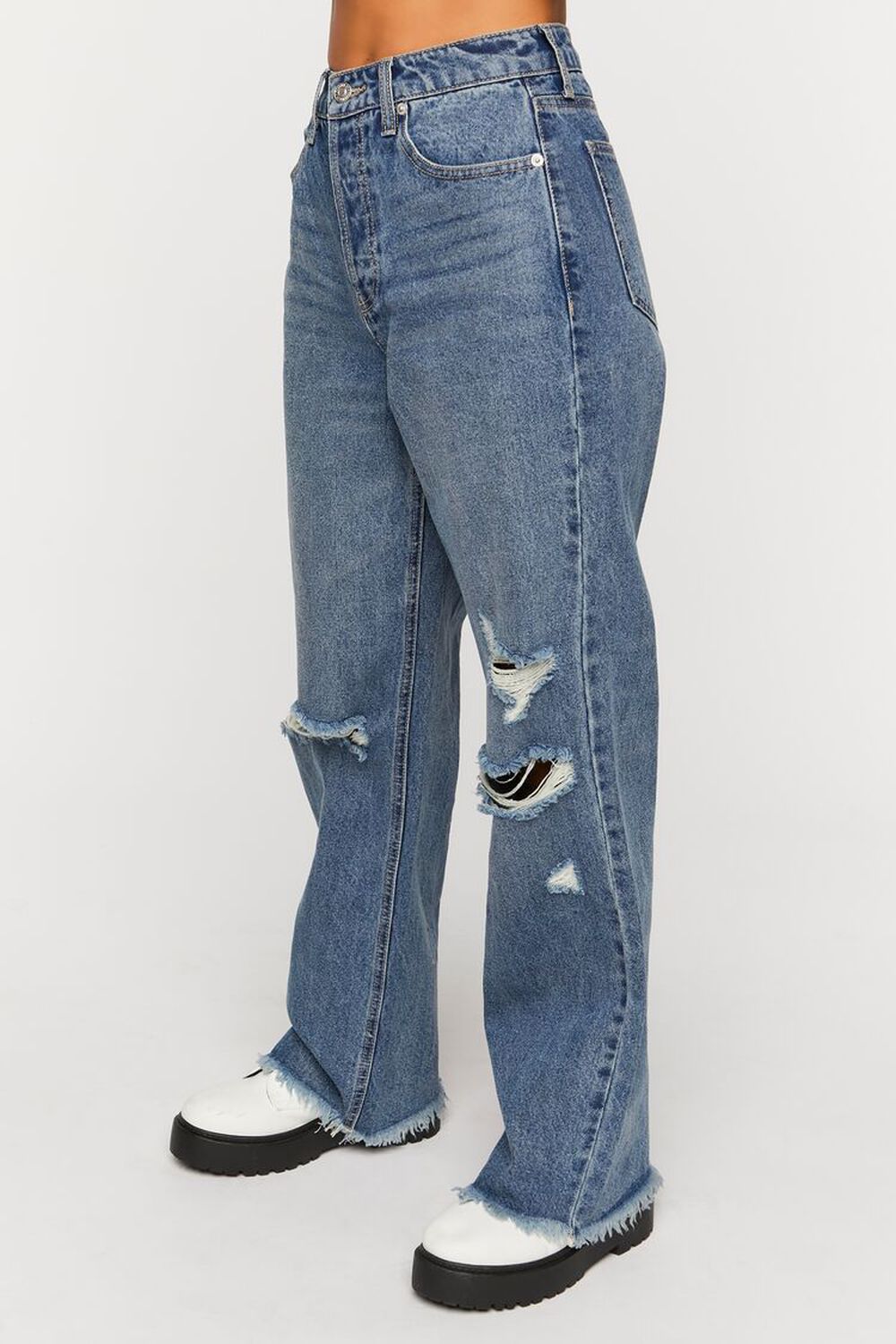 MEDIUM DENIM Distressed 90s-Fit Jeans, image 2
