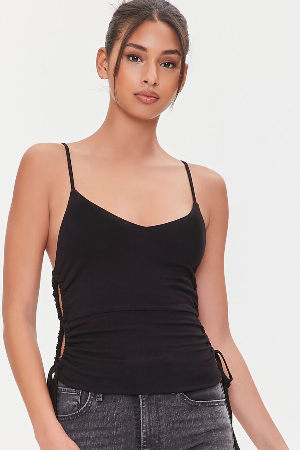 BLACK Side-Tie O-Ring Cutout Cami, image 1