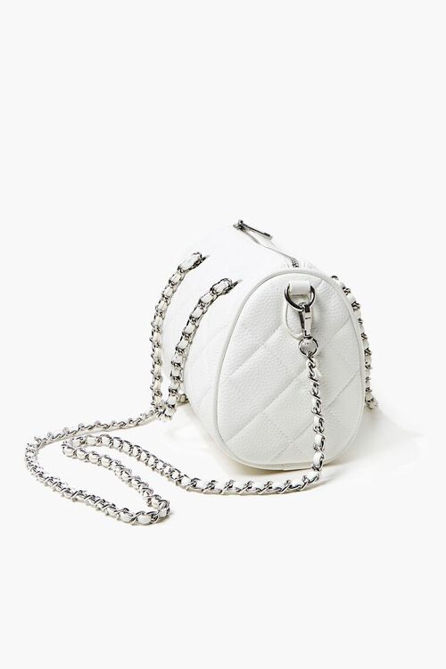 WHITE Quilted Barrel Crossbody Bag, image 2