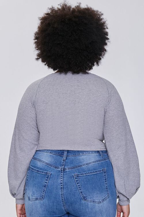 HEATHER GREY Plus Size Heathered Ruched Crop Top, image 3