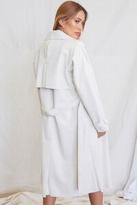 IVORY Belted Faux Leather Duster Jacket, image 3