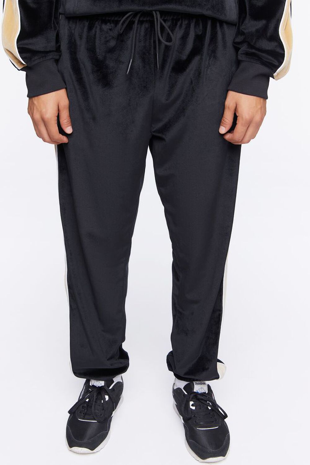 BLACK/BROWN Active Side-Striped Velour Joggers, image 2