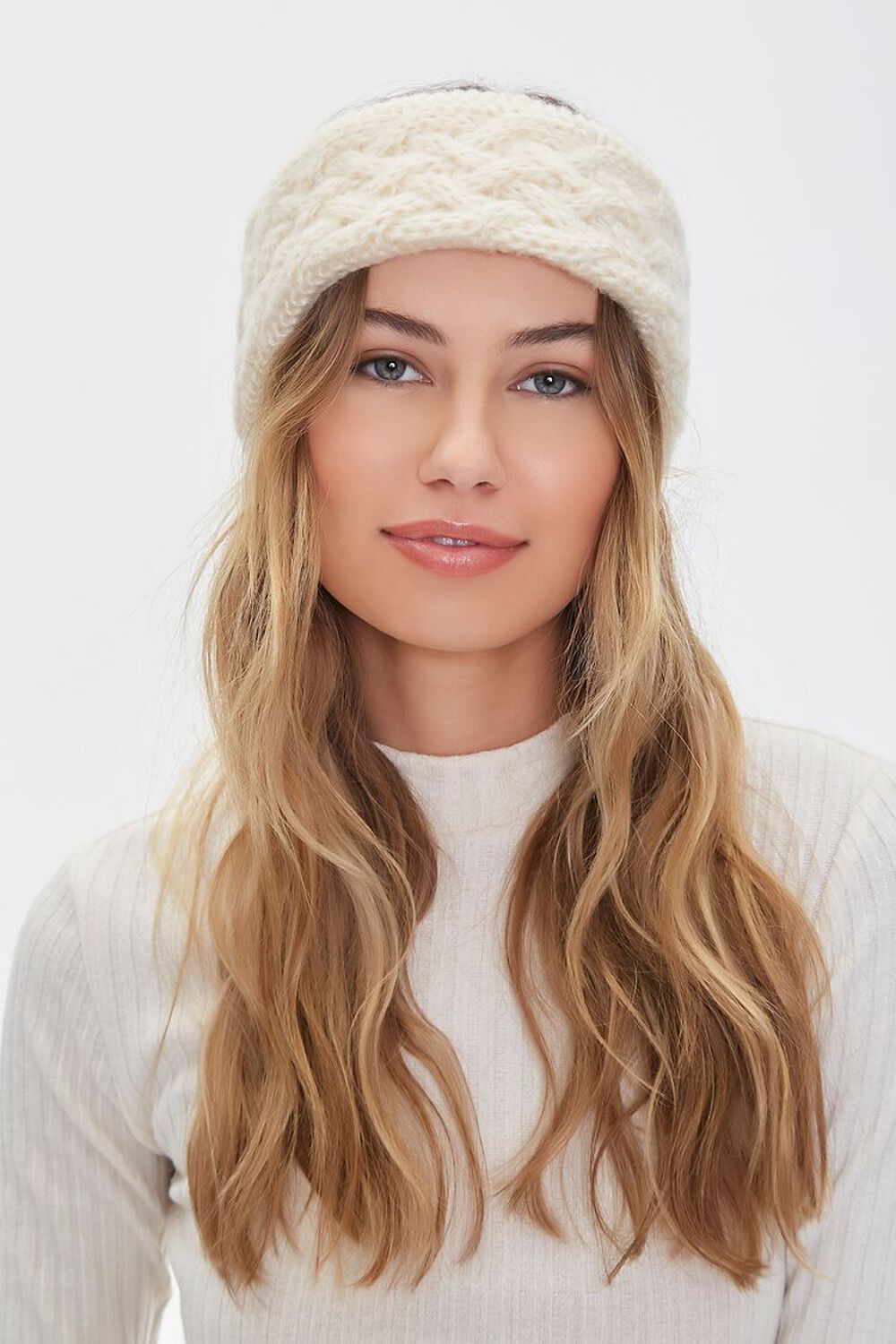 CREAM Brushed Cable Knit Headwrap, image 1