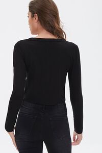 BLACK Cropped Henley Top, image 3